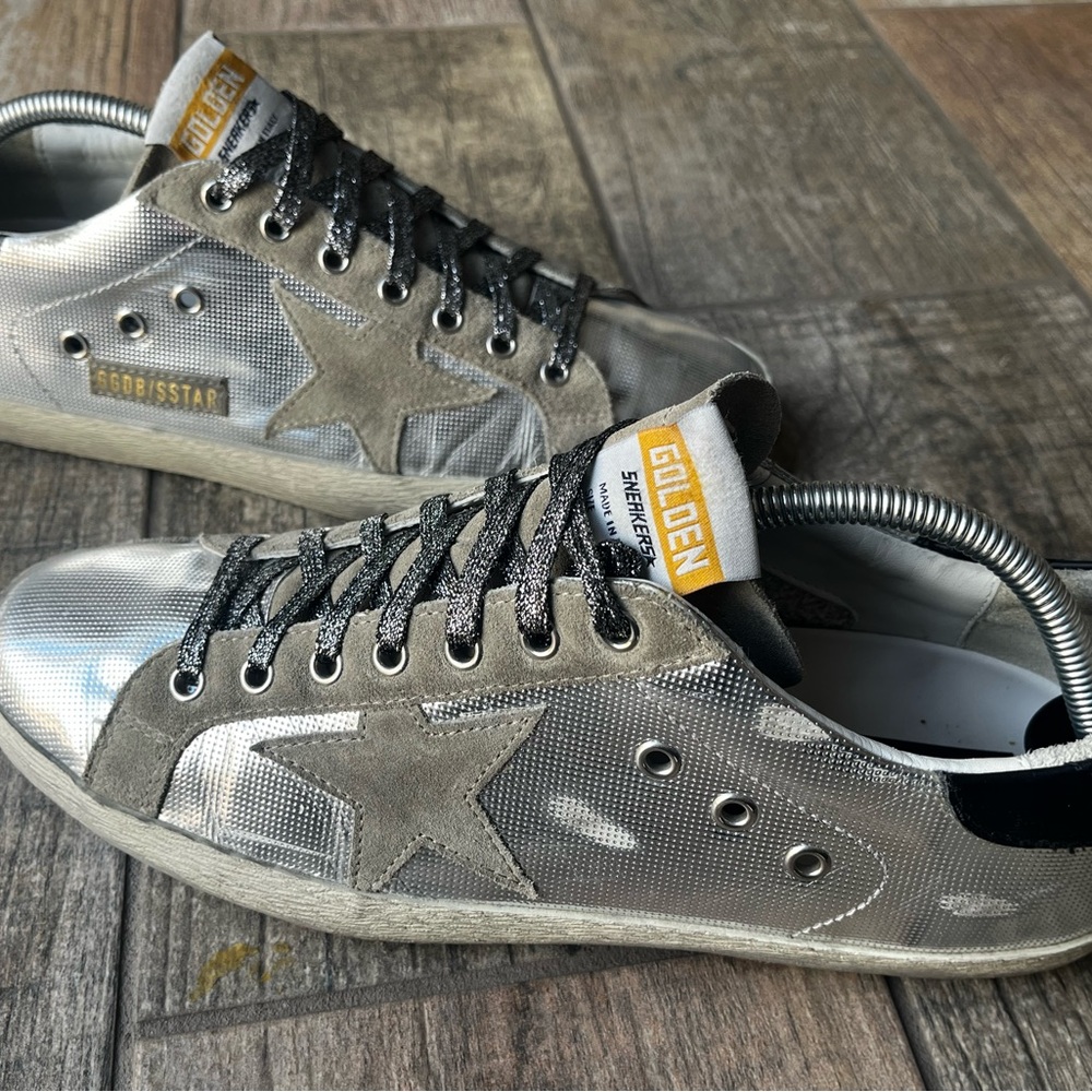 Golden Goose Metallic Silver Sneakers